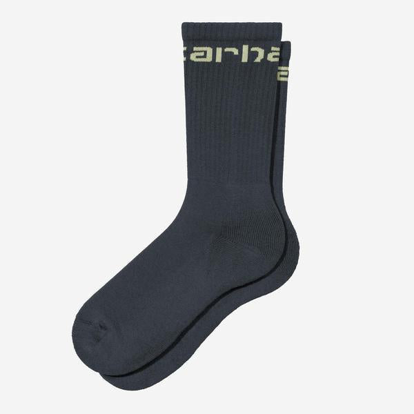 Carhartt WIP Script Crew Socks Deep Night - Gentle Green