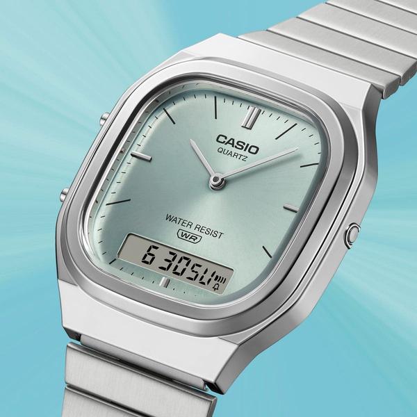 Casio Analog - Digital Vintage Watch AQ240E-2A Silver - Green