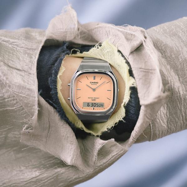 Casio Analog - Digital Vintage Watch AQ240E-4A Silver - Orange