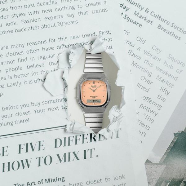 Casio Analog - Digital Vintage Watch AQ240E-4A Silver - Orange