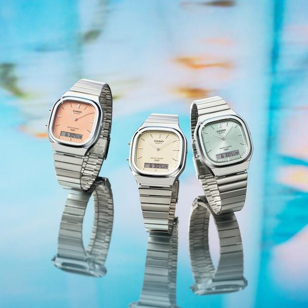 Casio Analog - Digital Vintage Watch AQ240E-4A Silver - Orange
