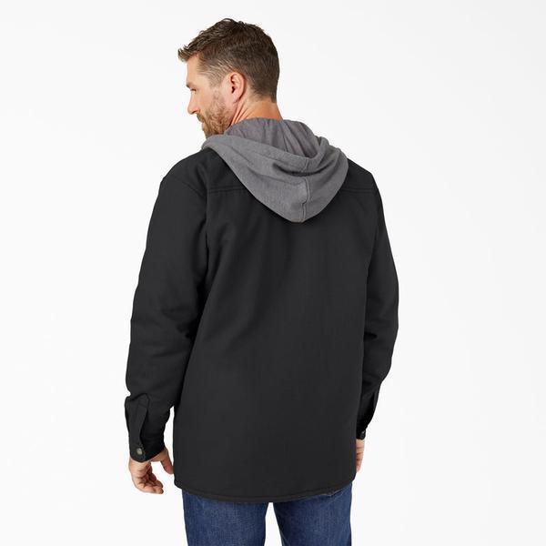 Dickies Fleece Hooded Duck Shirt Jacket with Water Repellent Black