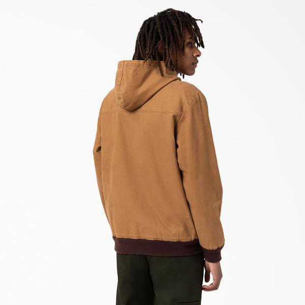 Dickies Hooded Lined Bomber Jacket Stonewashed Brown Duck