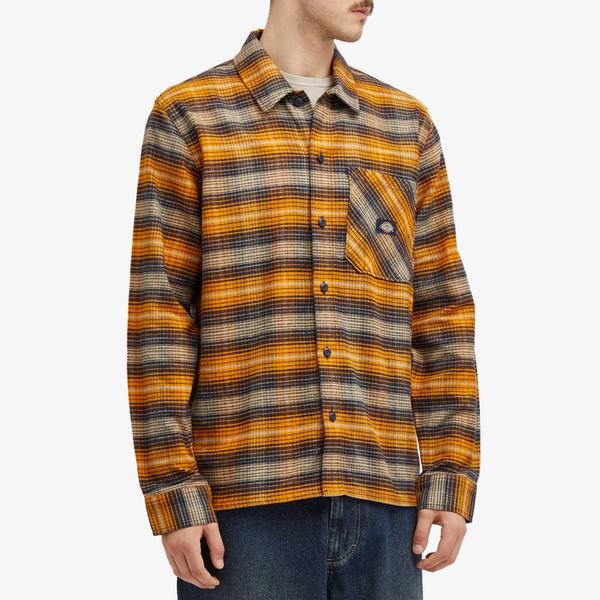 Dickies Long Sleeve Flannel Work Shirt Orange