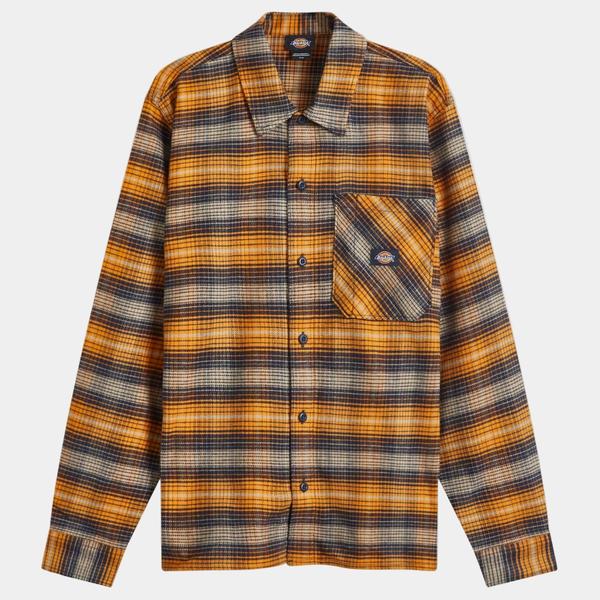 Dickies Long Sleeve Flannel Work Shirt Orange