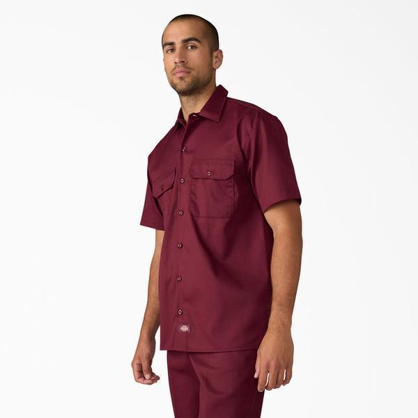 Dickies Short Sleeve Twill Work Shirt Burgundy