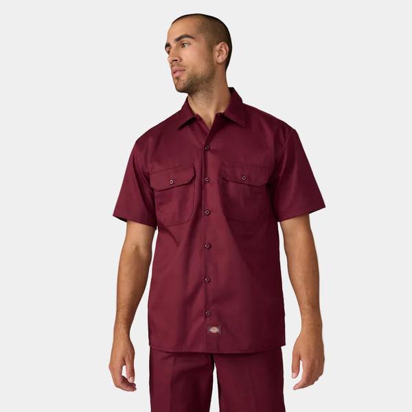 Dickies Short Sleeve Twill Work Shirt Burgundy