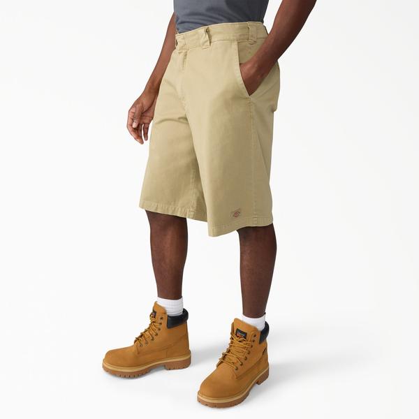 Dickies Worn In Loose 13" Work Shorts Khaki