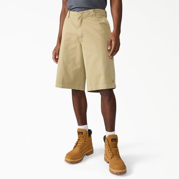 Dickies Worn In Loose 13" Work Shorts Khaki