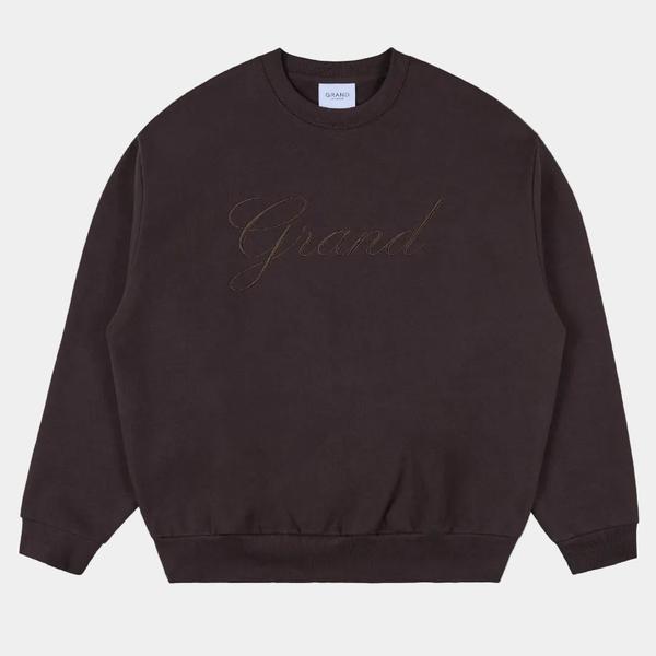 Grand Collection Embroidered Crewneck Espresso