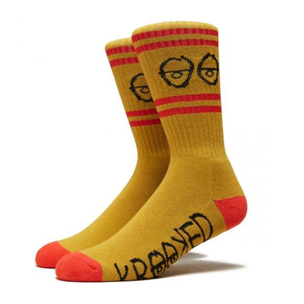 Krooked Big Eyes Crew Socks Gold - Red - Black