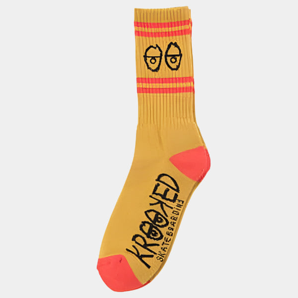 Krooked Big Eyes Crew Socks Gold - Red - Black