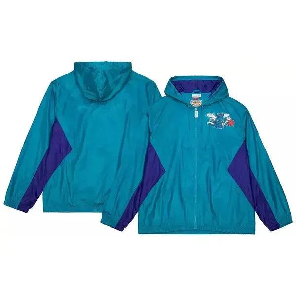 Mitchell & Ness Charlotte Hornets Playmaker Full Zip NBA Windbreaker Jacket Teal - Purple