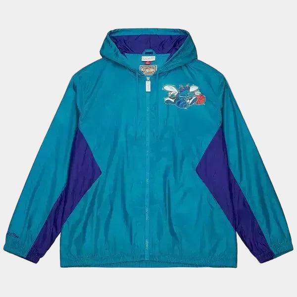 Mitchell & Ness Charlotte Hornets Playmaker Full Zip NBA Windbreaker Jacket Teal - Purple