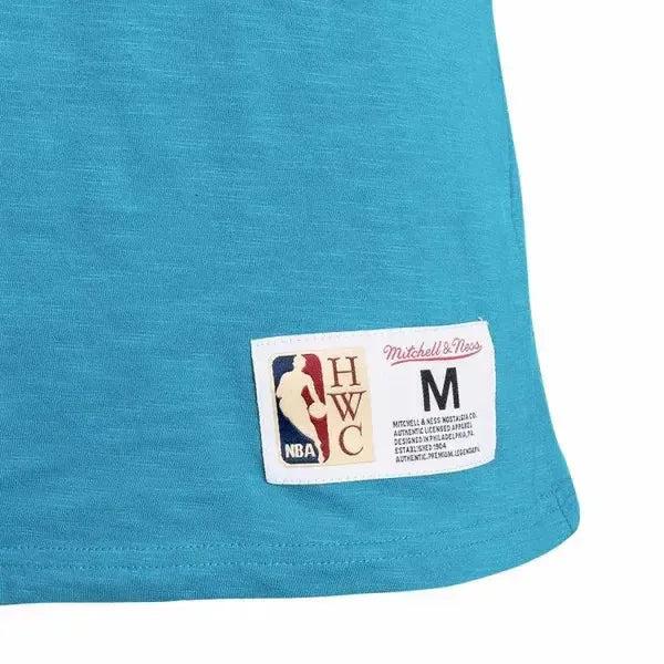 Mitchell & Ness Charlotte Hornets Slub Embroidered Hardwood Classics NBA T-Shirt Teal