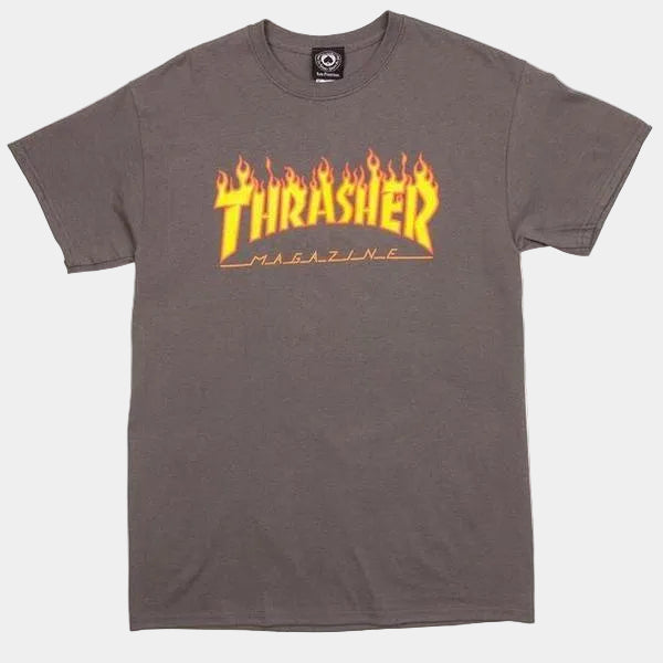 Thrasher Flame Logo T-Shirt Charcoal Grey