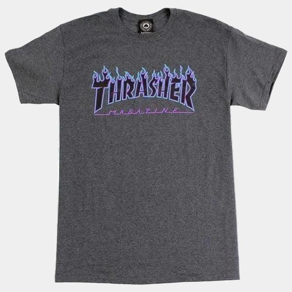 Thrasher Flame Logo T-Shirt Dark Heather Grey