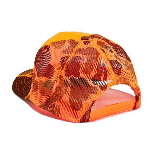 Thrasher Wet Paint Trucker Mesh Snapback Hat Orange Camo