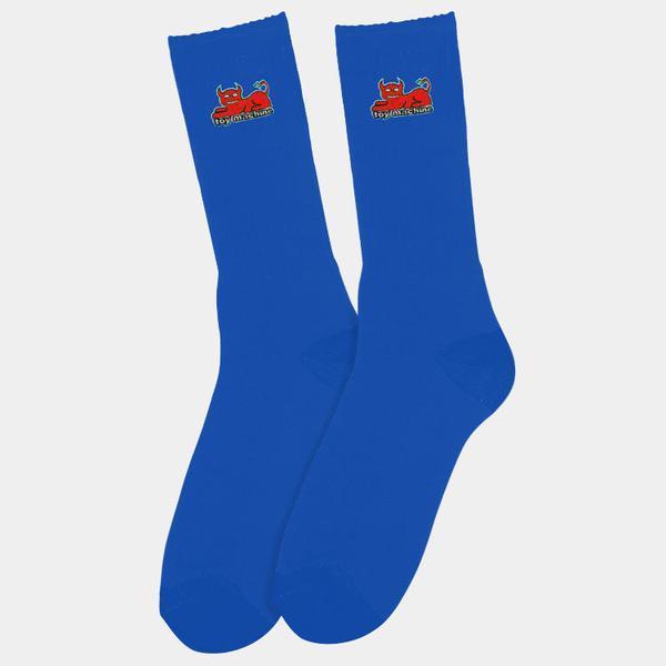 Toy Machine Embroidered Devil Cat Sock Blue