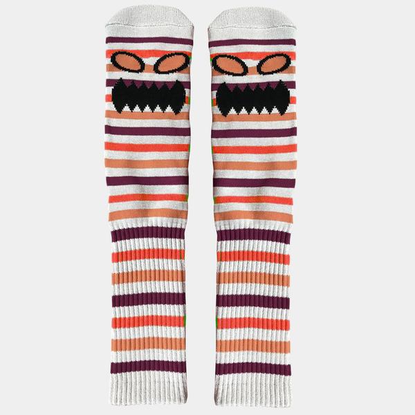 Toy Machine Monster Face Mini Stripes Crew Socks Orange