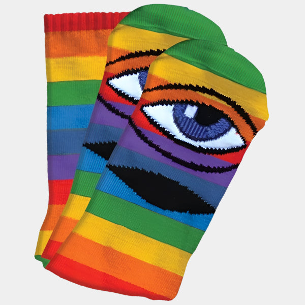 Toy Machine Sect Eye Stripe Sock Multi Rainbow