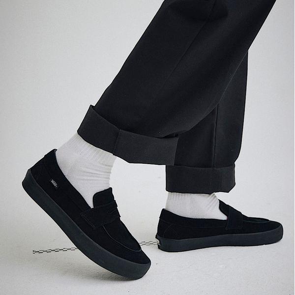 Vans Skate Loafer Shoe Suede Black - Black