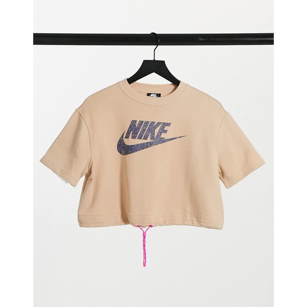 Nike Air Sportswear Short Sleeve Running Top Shimmer Tan  CJ2275-287 Women's