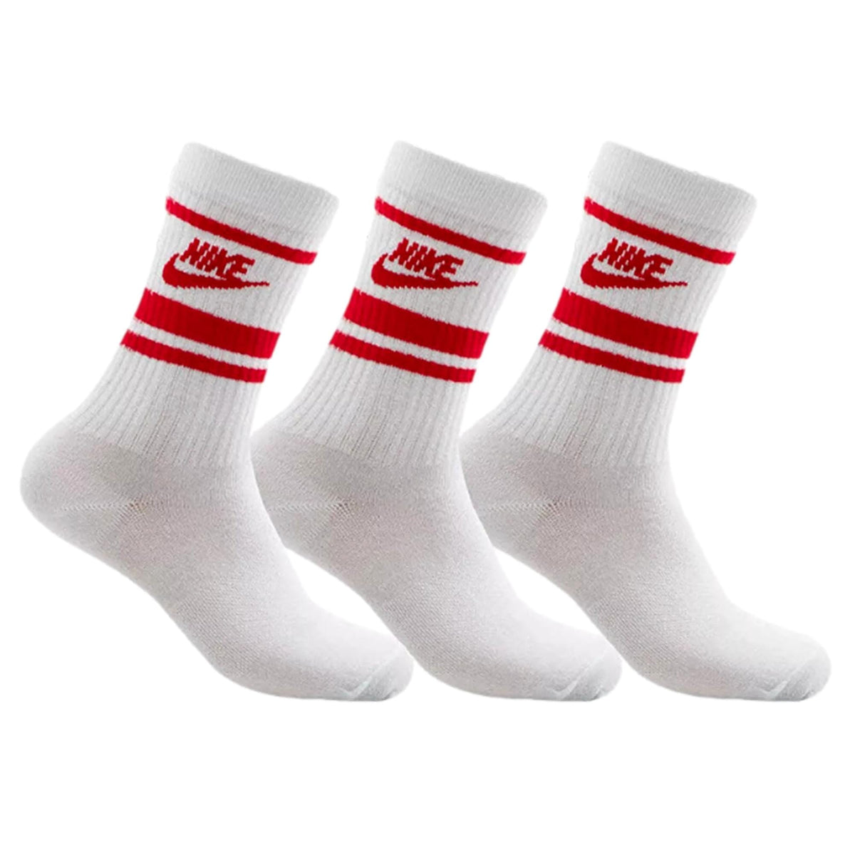 Nike NSW Everyday Essential Crew 3 Pack Socks White/Red  DX5089-102 Men's