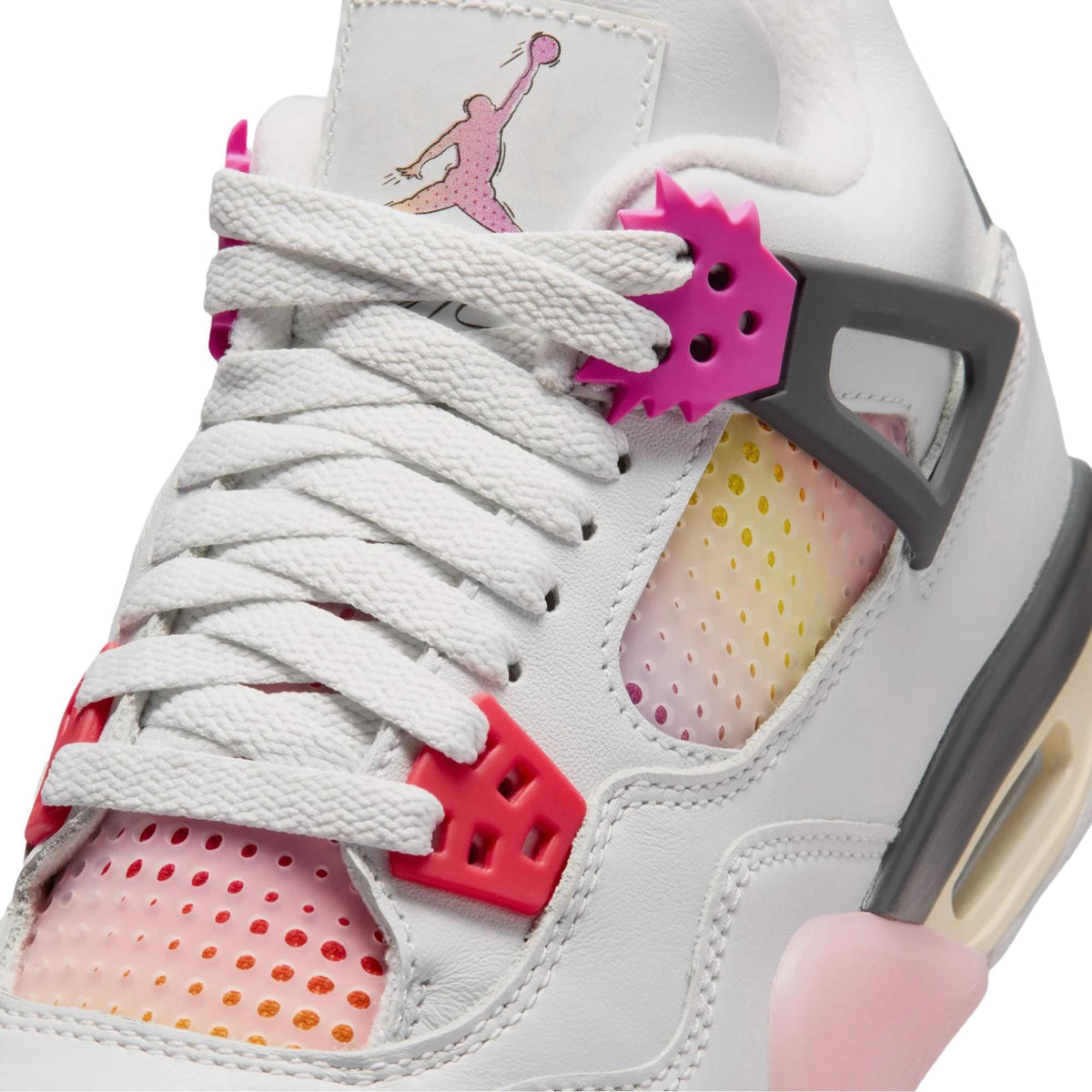 Nike Air Jordan 4 Retro Comic Off White / Fire Pink - Anthracite  IO2361-100 Grade-School