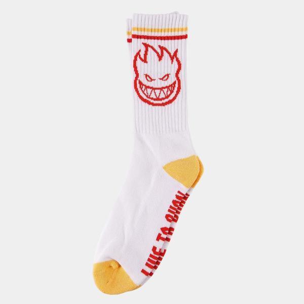 Spitfire Bighead Crew Socks White - Yellow - Red