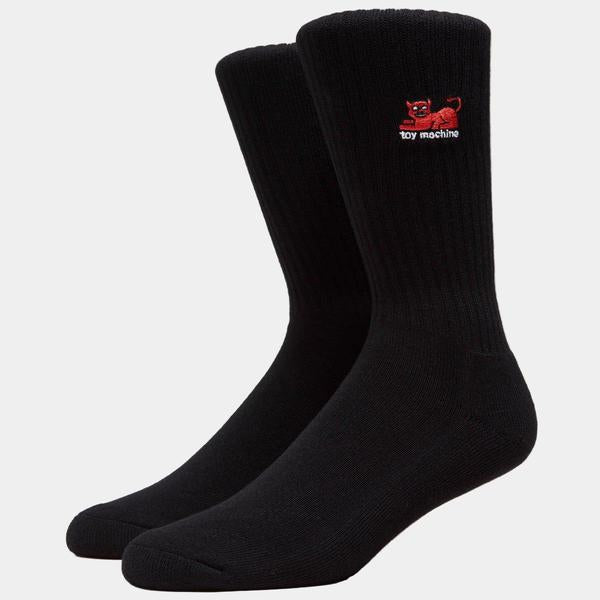 Toy Machine Embroidered Devil Cat Sock Black