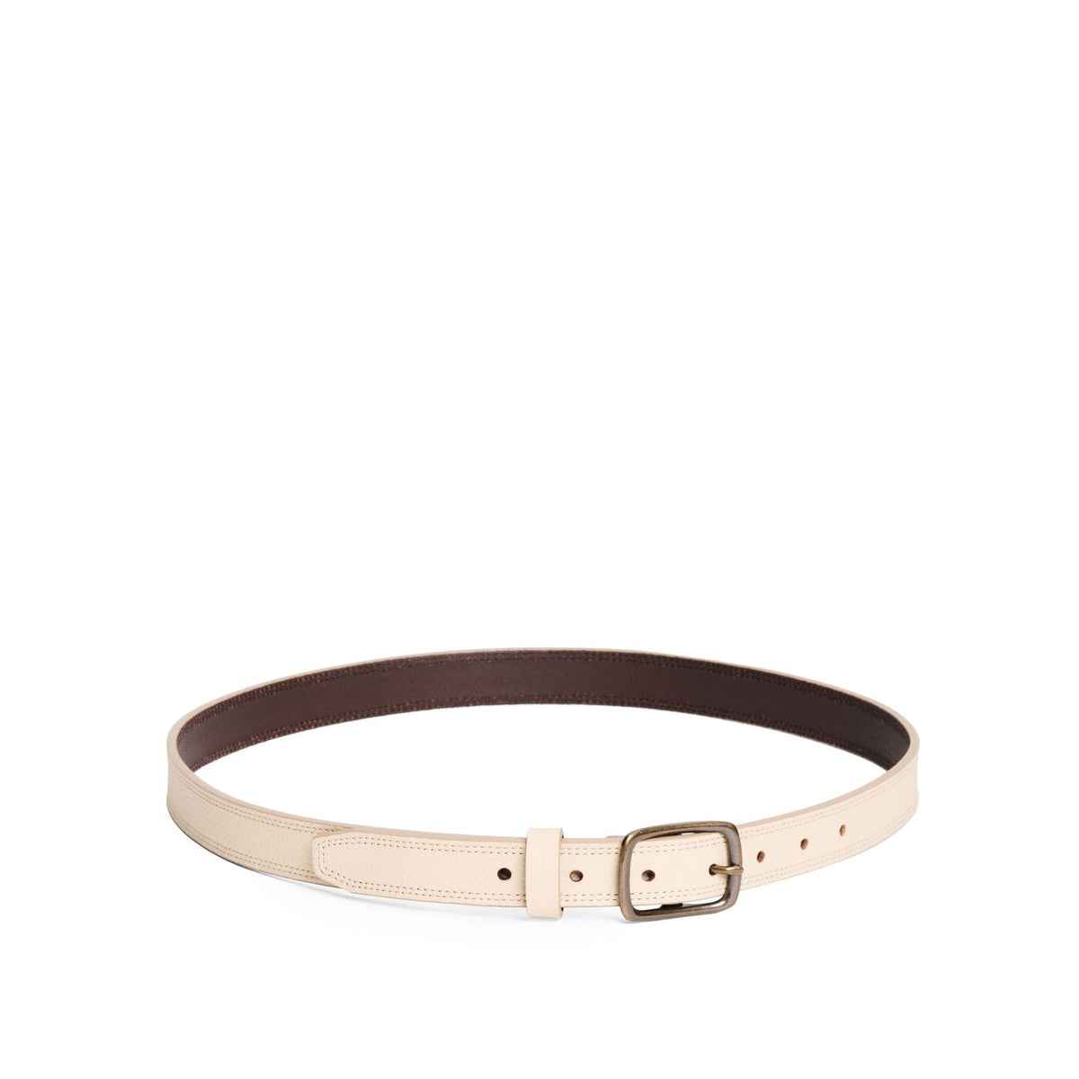 Women's Slim Double Stitch Leather Belt
