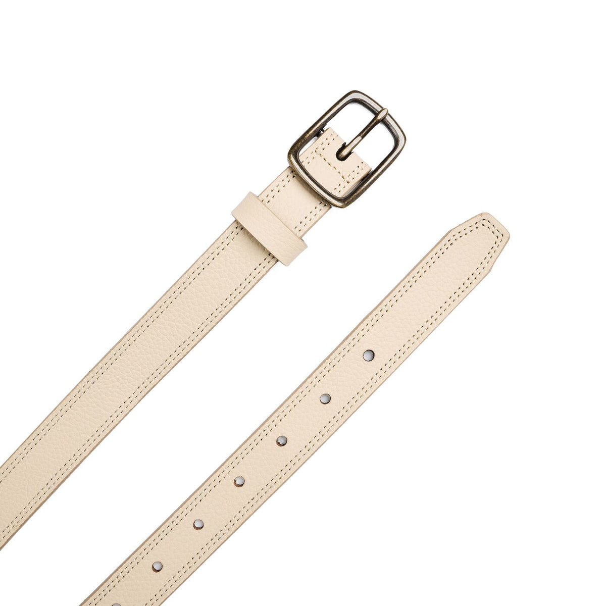 Women's Slim Double Stitch Leather Belt